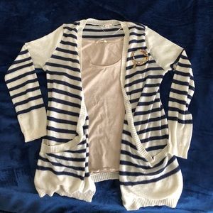 Light Cardigan with Pockets Navy White